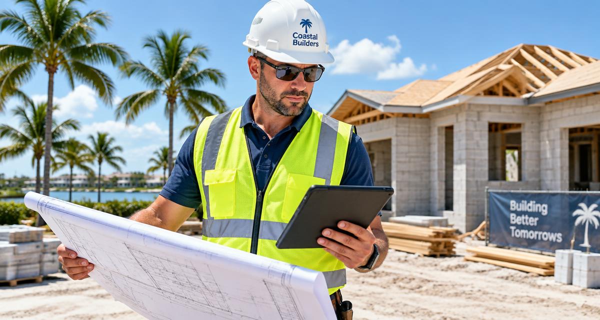 Florida contractor reviewing plans on site