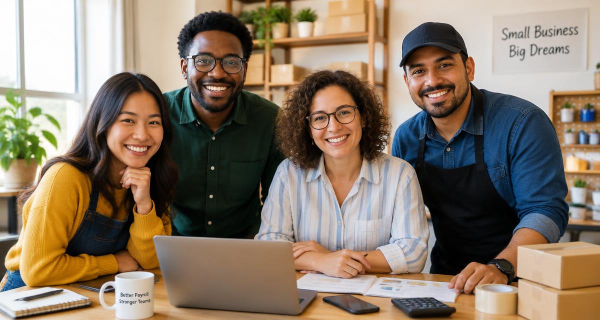 Small business team smiling together